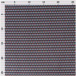 Quiltstof donkerblauw, print wit/rode boompjes