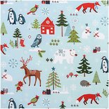 Quiltstof, blauw, kerstprint