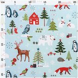 Quiltstof, blauw, kerstprint